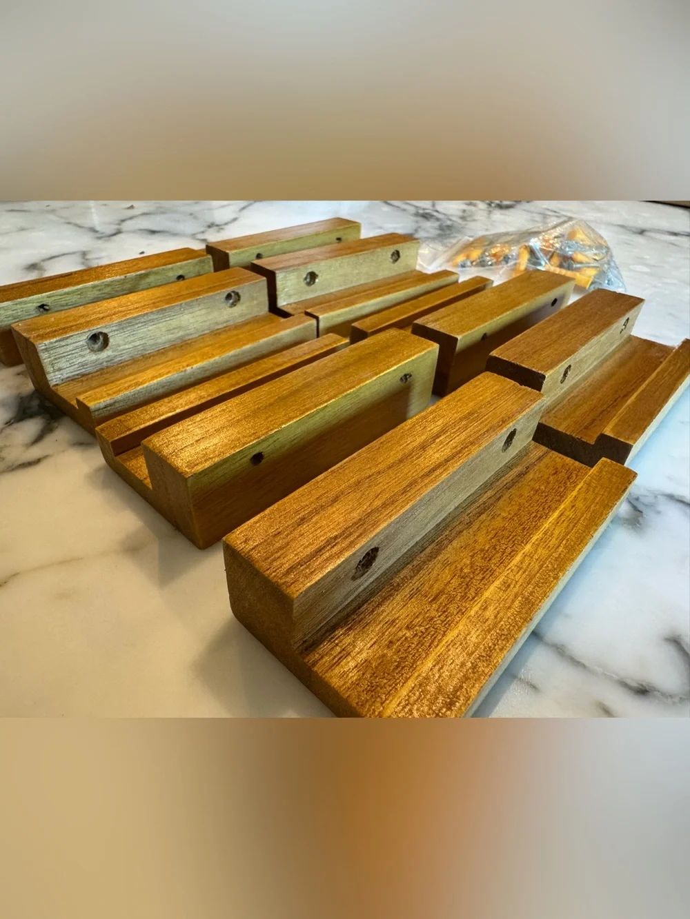 Vinyl Record Wall Display Ledge Set in Natural Wood - 8 count